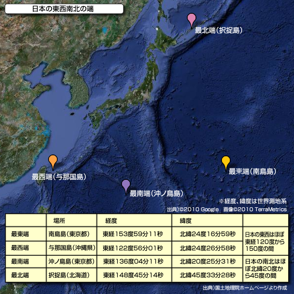 方 の 島 日本 の 端 覚え