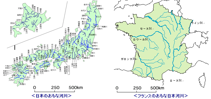 短くて流れが急な日本の川