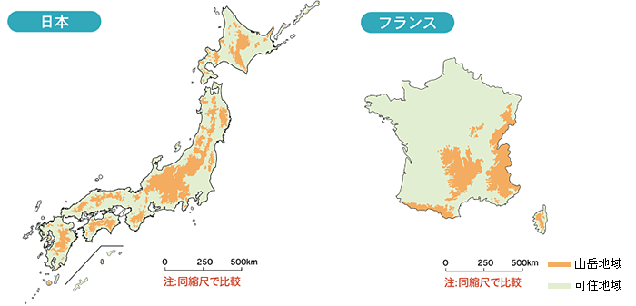 短くて流れが急な日本の川